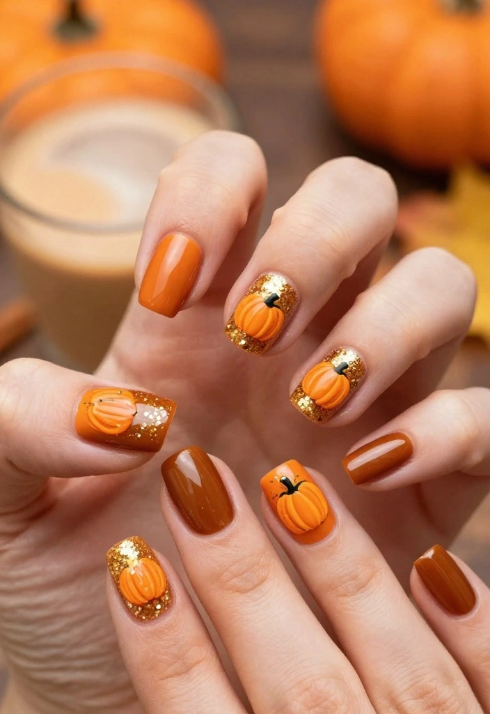20 November Nail Designs That Are Perfect for Every Autumn Occasion! - 3. Festive Pumpkin Spice 1