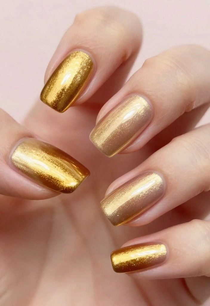 20 Stunning Gold Acrylic Nail Designs That Will Make You Shine! - 1. Classic Gold Ombre 1