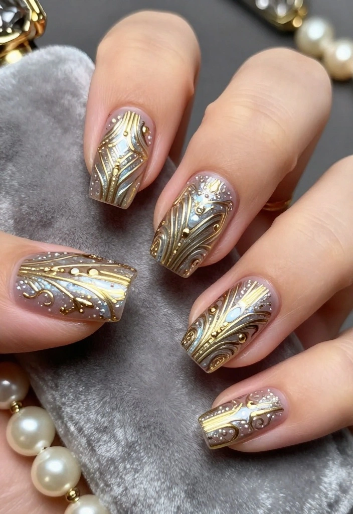 20 Stunning Press On Nail Designs That'll Leave You Speechless (You Won't Believe #11!) - 16. Art Deco Delight 1
