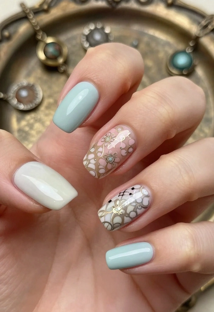 20 Stunning Press On Nail Designs That'll Leave You Speechless (You Won't Believe #11!) - 9. Vintage Vibes 1