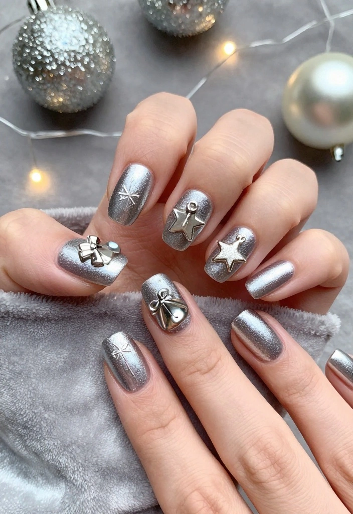 20 Trendy Chrome Christmas Nails That Will Elevate Your Holiday Style! - 12. Charmed Elegance 1