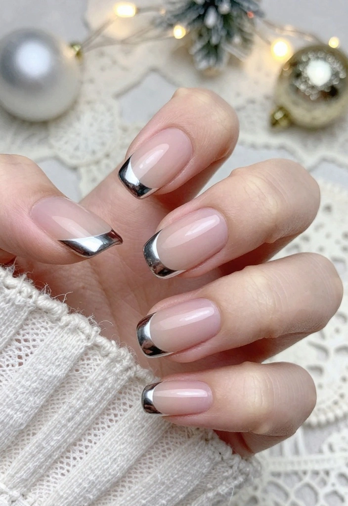 20 Trendy Chrome Christmas Nails That Will Elevate Your Holiday Style! - 13. Elegant French Tips 1