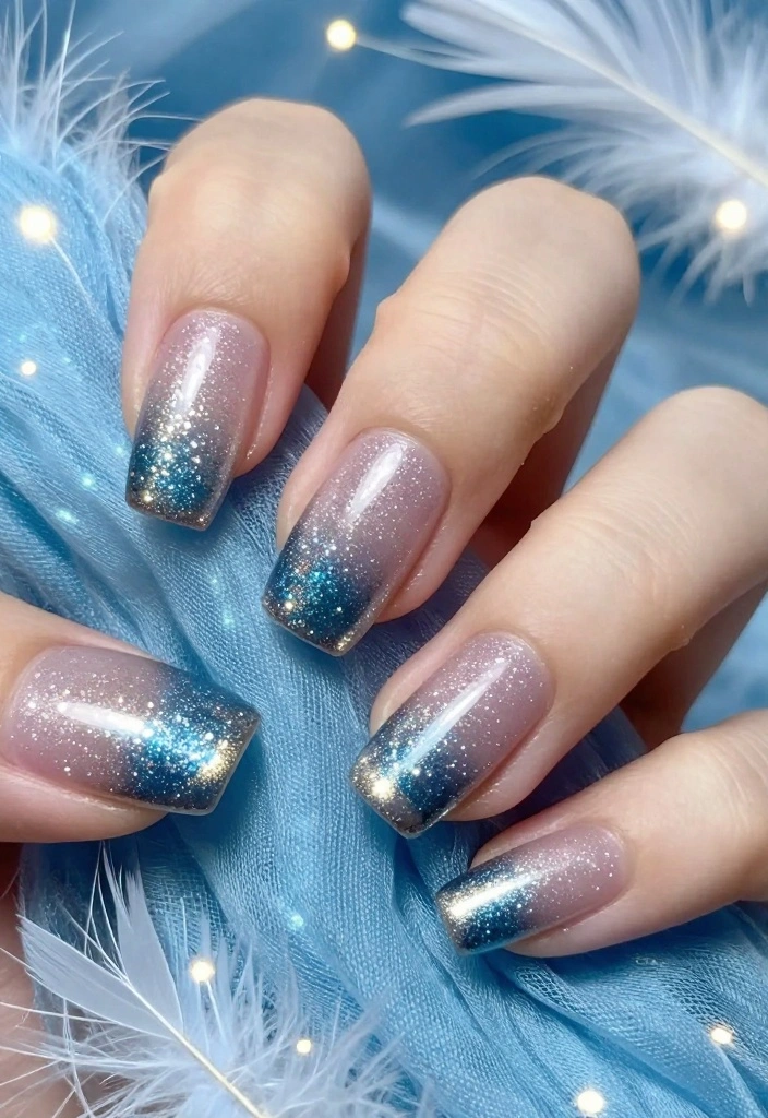 20 Trendy Chrome Christmas Nails That Will Elevate Your Holiday Style! - 6. Glittery Gradient 1