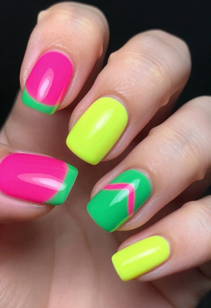 20 Trendy Nail Art Designs That’ll Brighten Up Your Day! - 10. Neon Fun 1