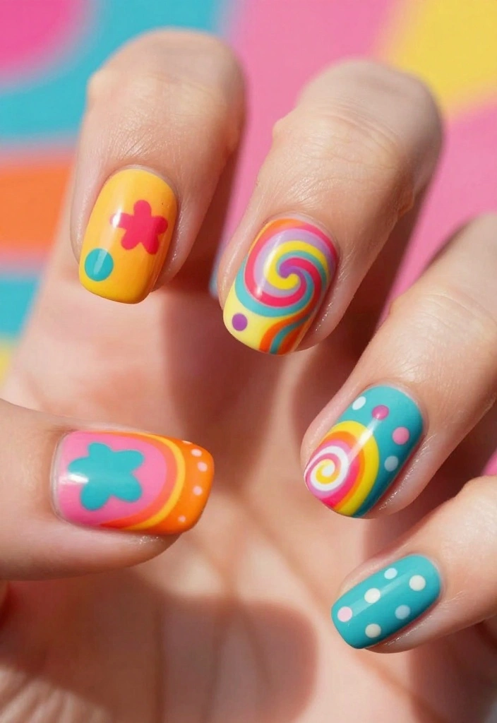 20 Trendy Nail Art Designs That’ll Brighten Up Your Day! - 19. Retro Vibes 1