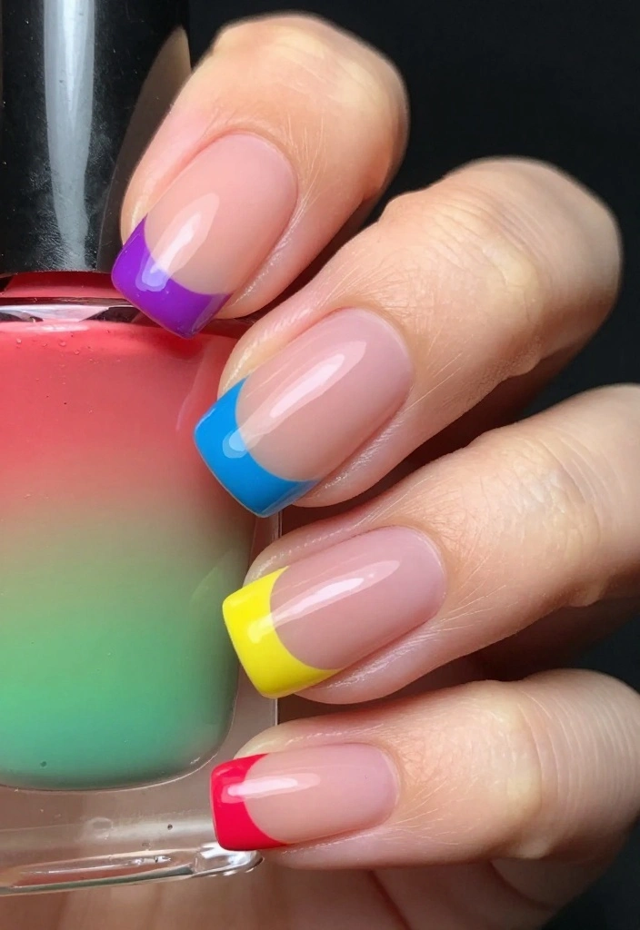 20 Unique Nail Arts That Will Make Your Friends Jealous (Warning: #8 Is Wild!) - 15. Colorful French Tips 1