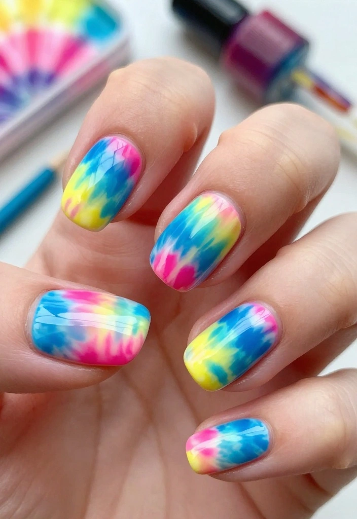 20 Unique Nail Arts That Will Make Your Friends Jealous (Warning: #8 Is Wild!) - 17. Tie-Dye Nails 1