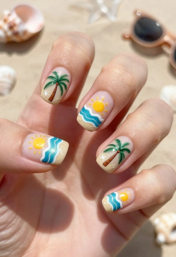 20 Unique Nail Arts That Will Make Your Friends Jealous (Warning: #8 Is Wild!) - 19. Beach-Themed Nails 1