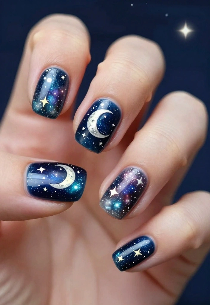 20 Unique Nail Arts That Will Make Your Friends Jealous (Warning: #8 Is Wild!) - 20. Celestial Nails 1