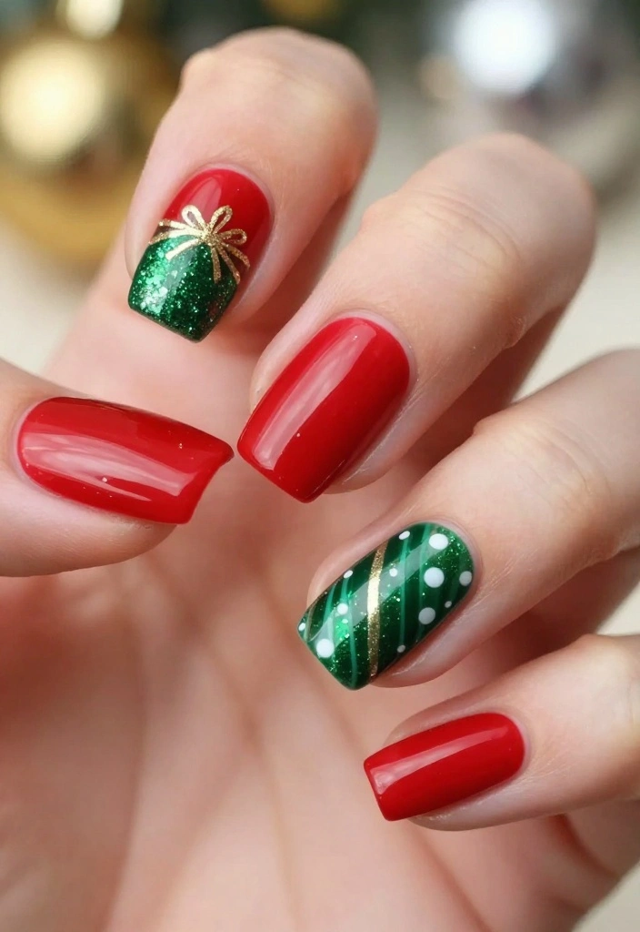 21 Adorable Christmas Nail Designs You’ll Want to Show Off at Every Holiday Party! - 1. Classic Red and Green 1