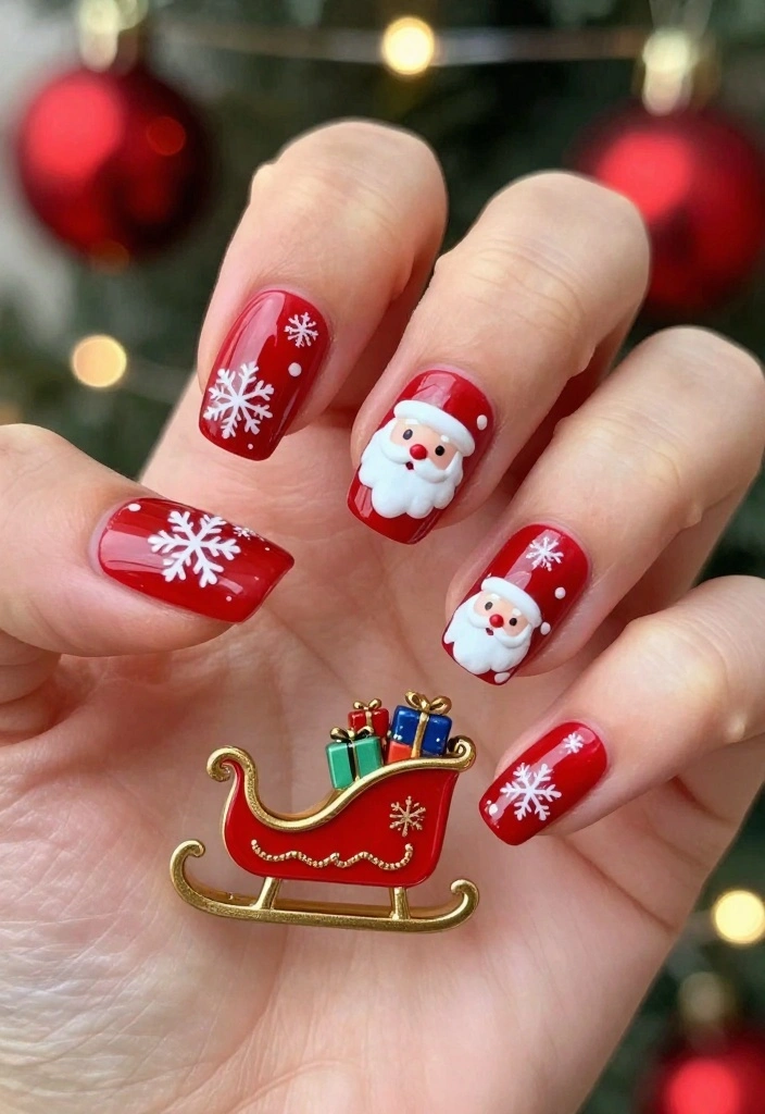 21 Adorable Christmas Nail Designs You’ll Want to Show Off at Every Holiday Party! - 11. Santa’s Sleigh 1