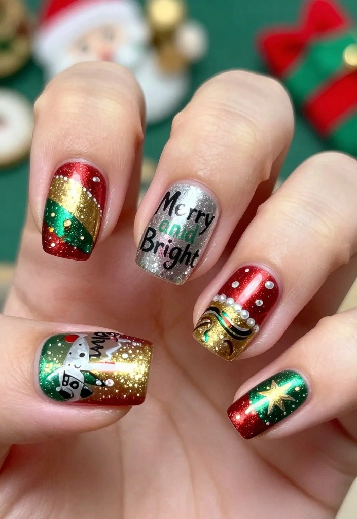 21 Adorable Christmas Nail Designs You’ll Want to Show Off at Every Holiday Party! - 13. Merry and Bright 1