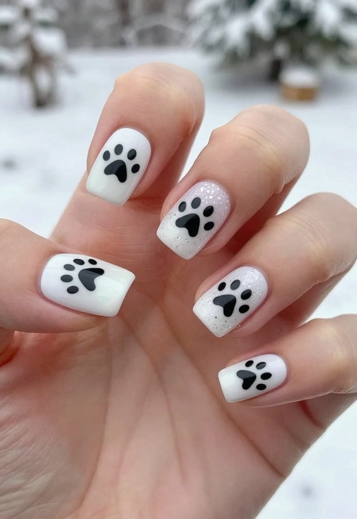 21 Adorable Christmas Nail Designs You’ll Want to Show Off at Every Holiday Party! - 14. Polar Bear Paws 1