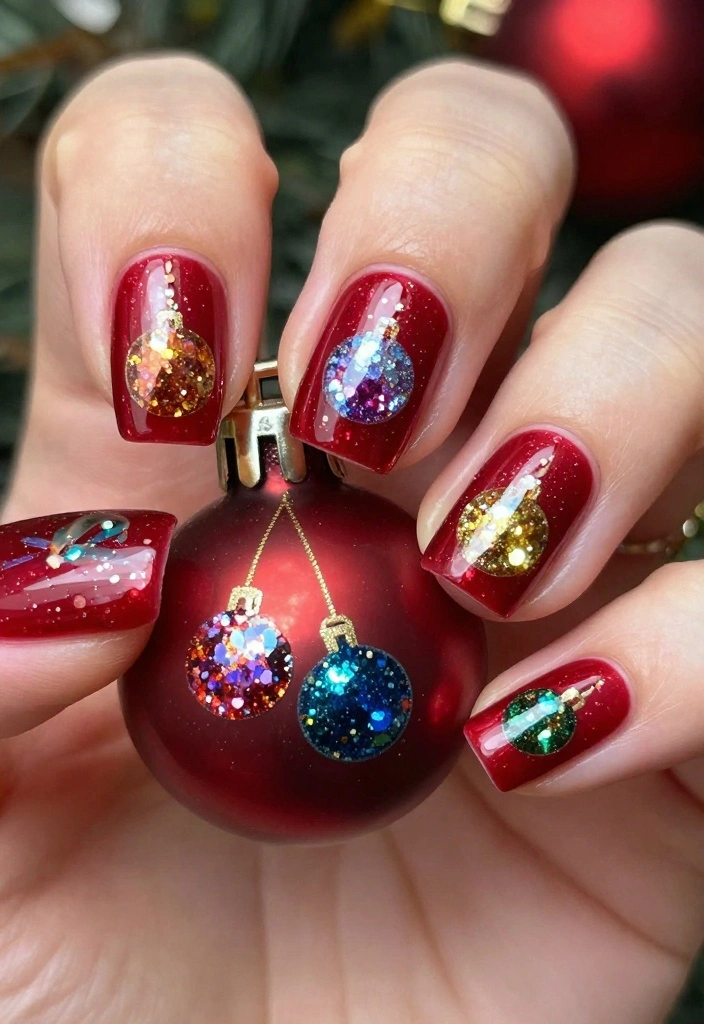 21 Adorable Christmas Nail Designs You’ll Want to Show Off at Every Holiday Party! - 16. Christmas Baubles 1