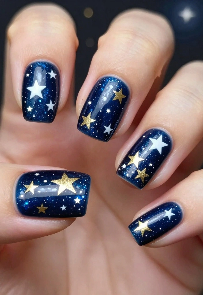 21 Adorable Christmas Nail Designs You’ll Want to Show Off at Every Holiday Party! - 21. Twinkling Stars 1