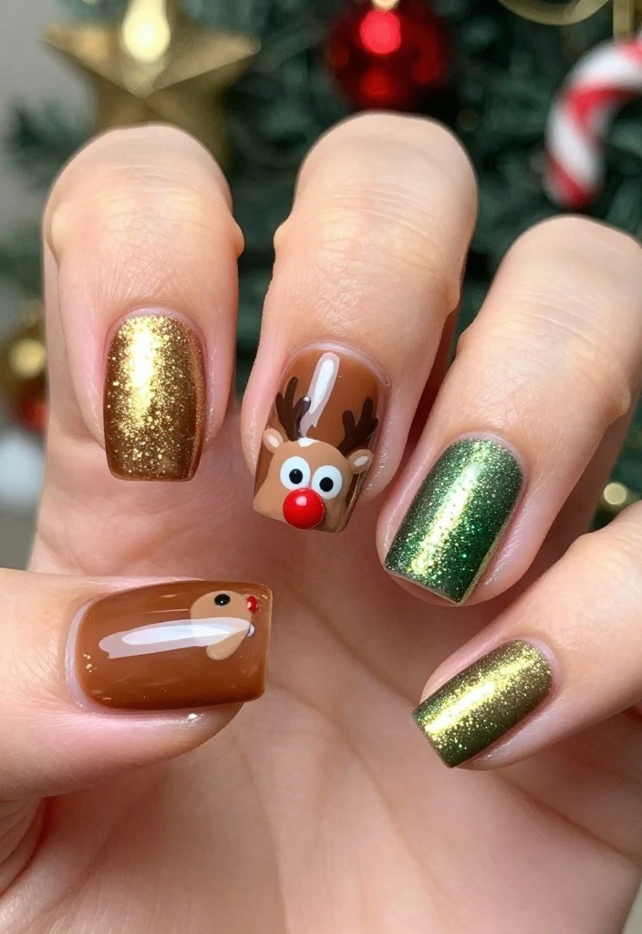 21 Adorable Christmas Nail Designs You’ll Want to Show Off at Every Holiday Party! - 7. Rudolph's Red Nose 1