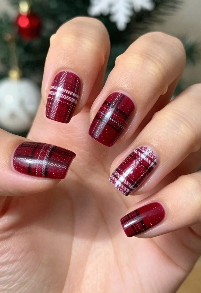 21 Adorable Christmas Nail Designs You’ll Want to Show Off at Every Holiday Party! - 8. Festive Plaid 1
