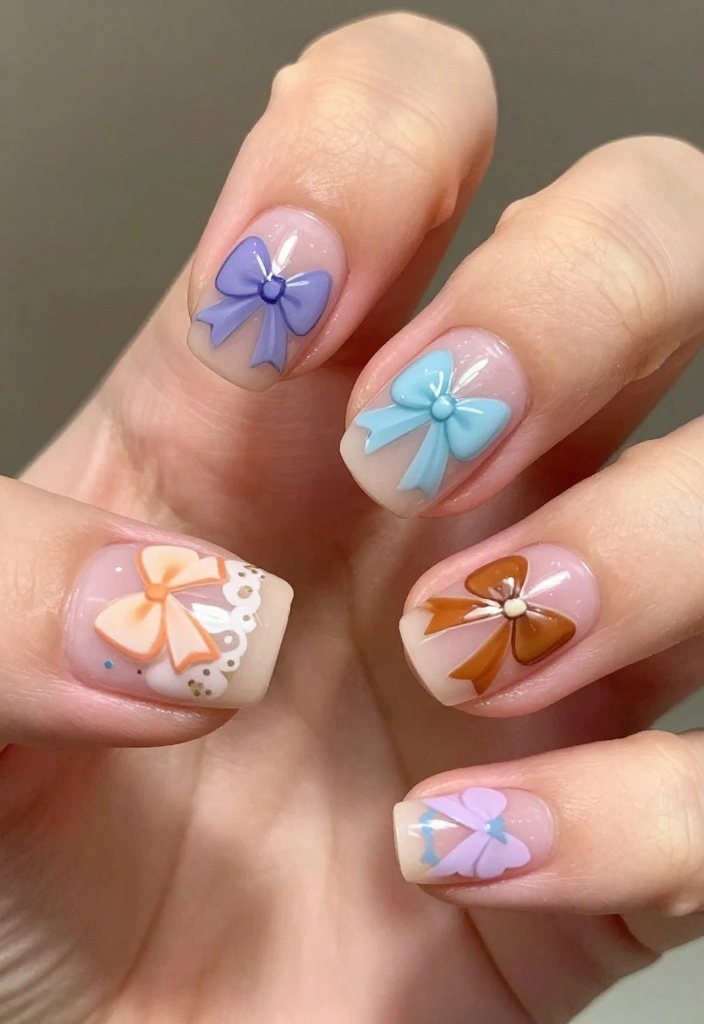 21 Bow Nail Designs That Will Make You the Center of Attention (Check Out #3!) - 17. Personalized Bow Nails 1