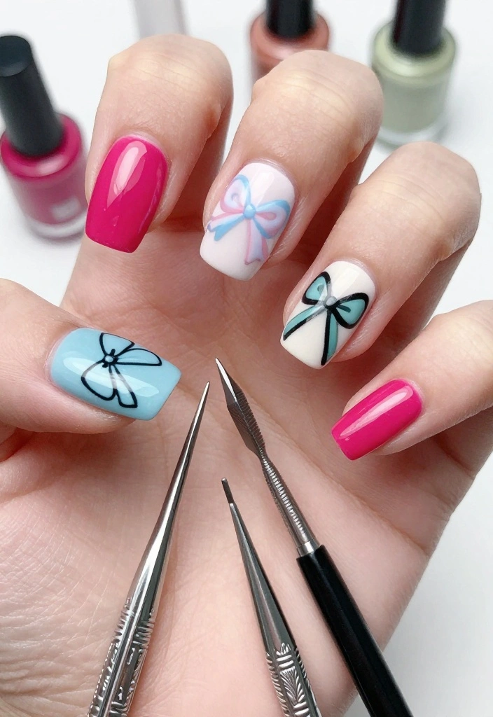 21 Bow Nail Designs That Will Make You the Center of Attention (Check Out #3!) - 21. Bow Nail Art Kits for DIY 1