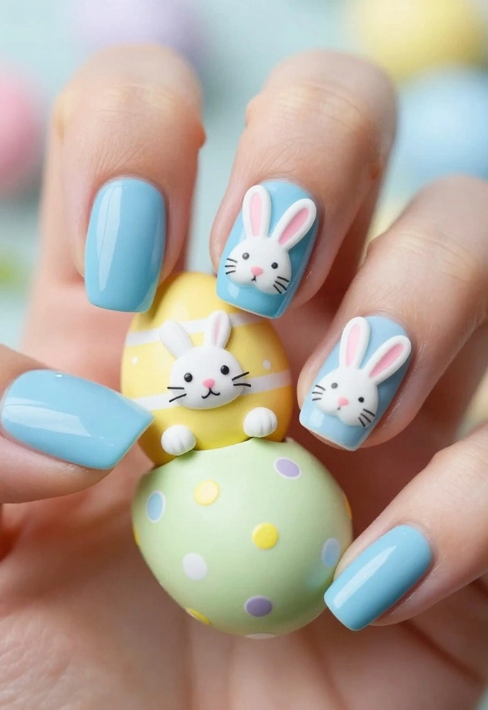 21 Bunny Nails Perfect for Spring That You’ll Want to Show Off! 🌸 - 16. Bunny Egg Hunt 1