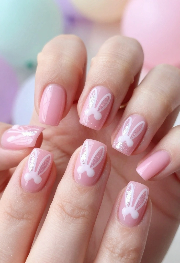 21 Bunny Nails Perfect for Spring That You’ll Want to Show Off! 🌸 - 4. Sparkly Bunny Ears 1