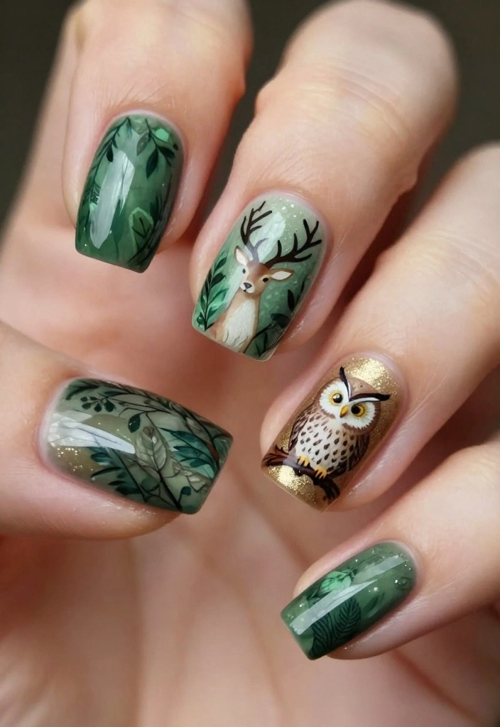 21 Dreamy Fantasy Nail Designs to Transform Your Look (You Won't Believe #9!) - 1. Enchanted Forest 1