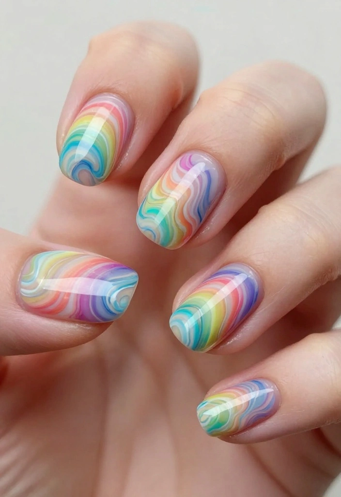 21 Dreamy Fantasy Nail Designs to Transform Your Look (You Won't Believe #9!) - 13. Rainbow Marble 1