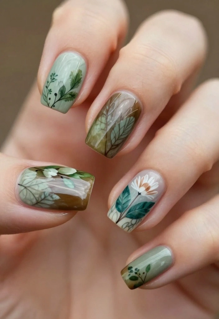 21 Dreamy Fantasy Nail Designs to Transform Your Look (You Won't Believe #9!) - 15. Nature’s Palette 1