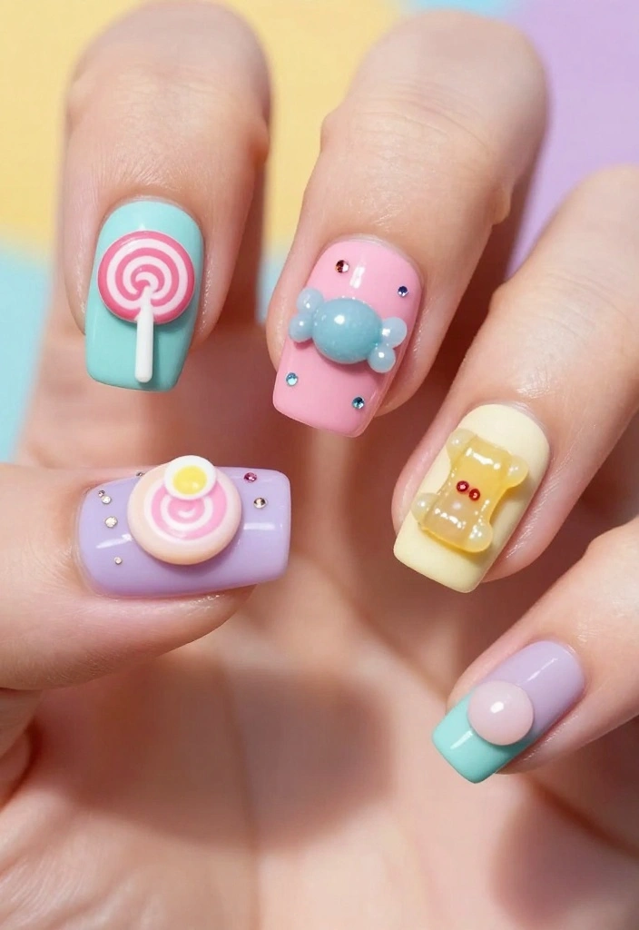 21 Dreamy Fantasy Nail Designs to Transform Your Look (You Won't Believe #9!) - 17. Sweet Candy 1