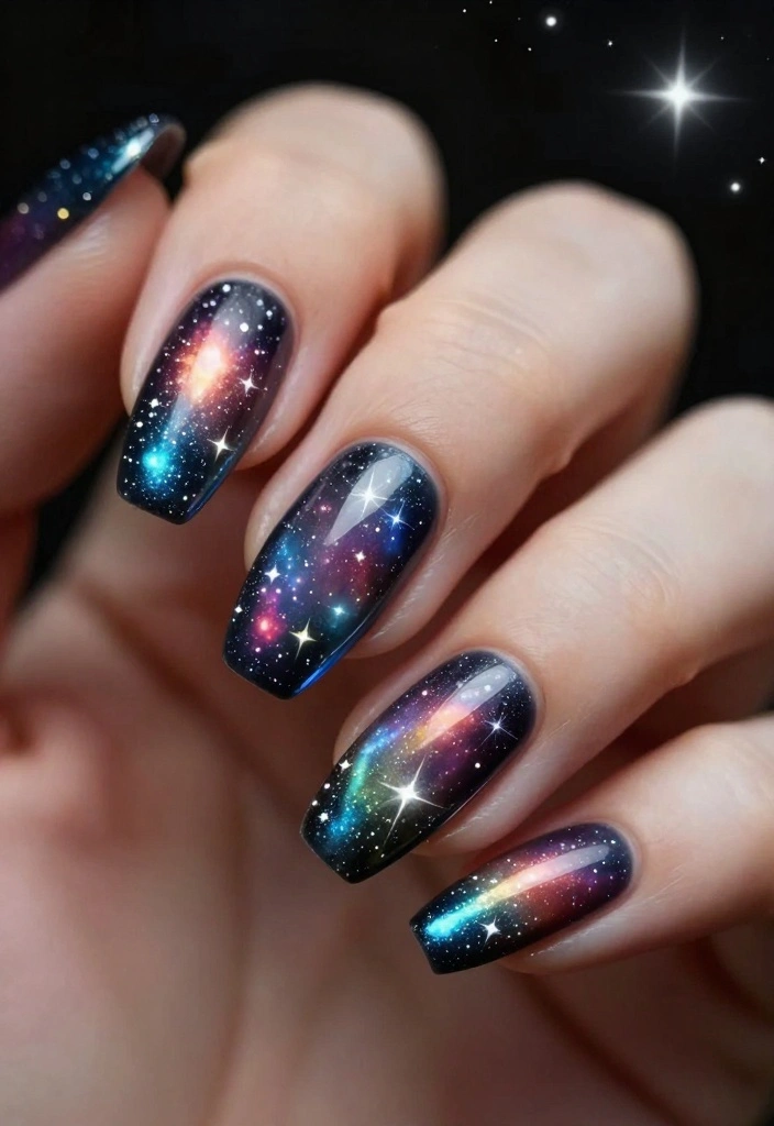 21 Jaw-Dropping Gradient Nail Ideas You’ll Want to Try ASAP (Especially #8!) - 19. Rainbow Galaxy 1
