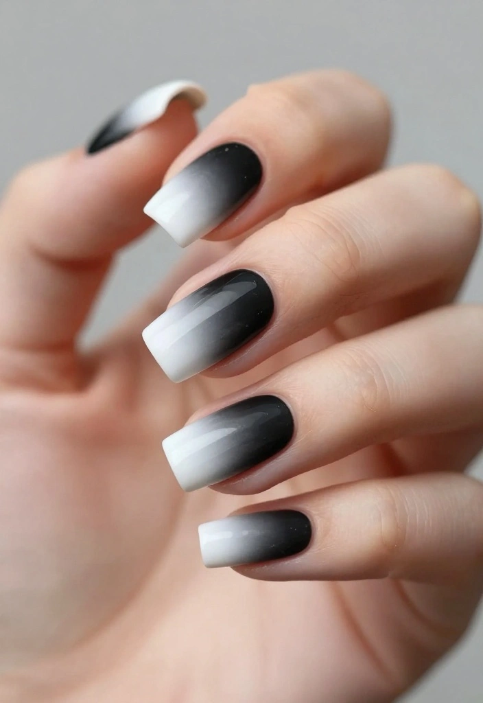 21 Jaw-Dropping Gradient Nail Ideas You’ll Want to Try ASAP (Especially #8!) - 9. Chic Monochrome 1