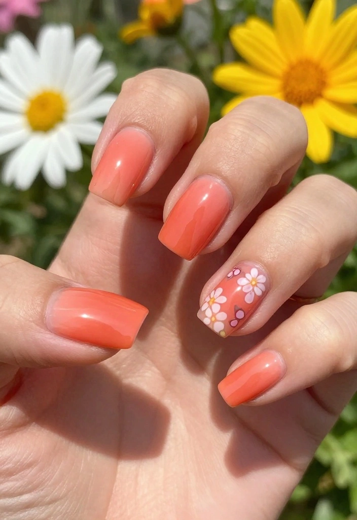 21 Love Nails Color Trends You Can't Miss This Year! - 10. Coral Sunset 1