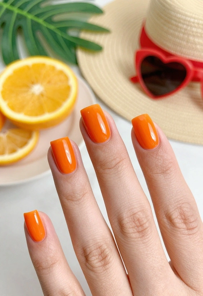 21 Love Nails Color Trends You Can't Miss This Year! - 13. Fiery Orange 1