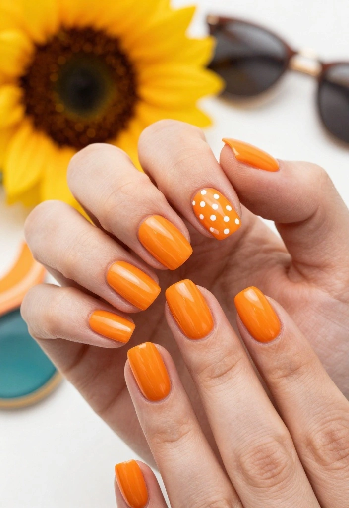 21 Love Nails Color Trends You Can't Miss This Year! - 3. Bright Tangerine 1