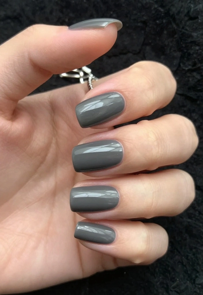 21 Love Nails Color Trends You Can't Miss This Year! - 7. Charcoal Grey 1