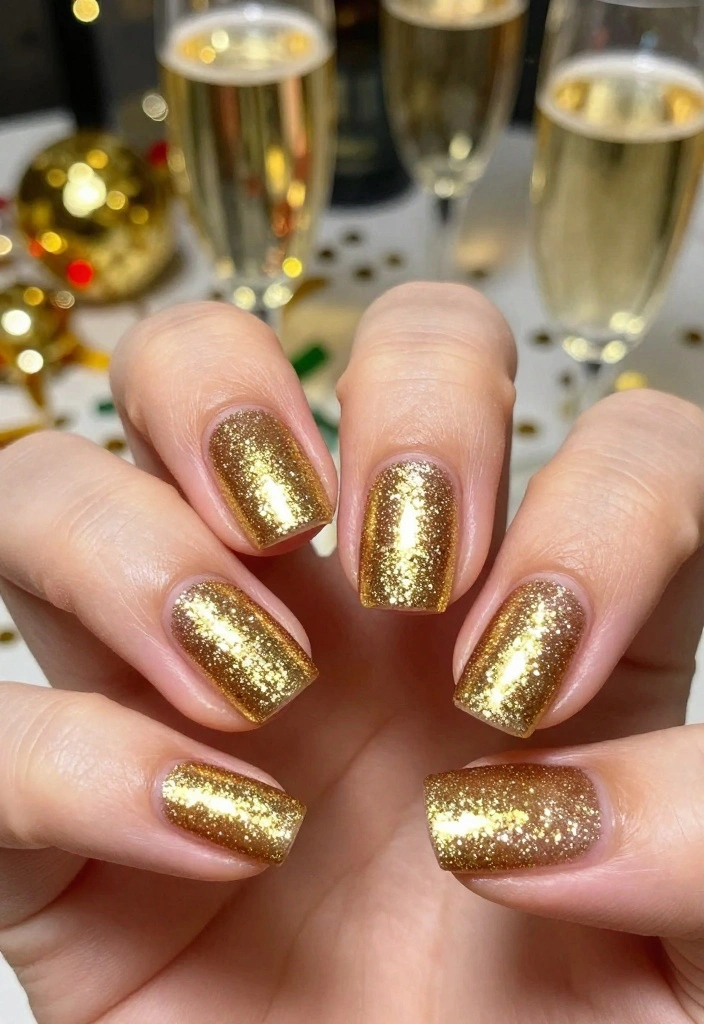 21 Love Nails Color Trends You Can't Miss This Year! - 9. Gold Glitter 1