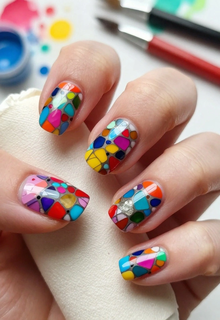 21 Stunning London Nails Ideas That Will Make You Want to Book a Manicure ASAP! - 19. Artistic Mosaics 1