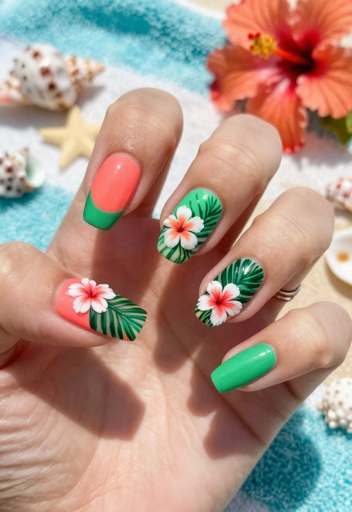 21 Stunning Quinceanera Nails That'll Make You the Star of the Celebration! - 11. Tropical Vibes 1