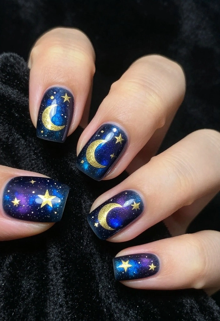 21 Stunning Quinceanera Nails That'll Make You the Star of the Celebration! - 14. Celestial Designs 1