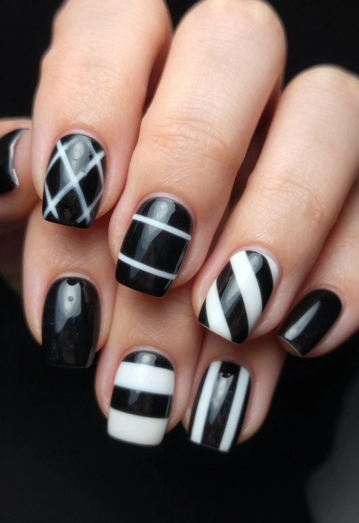 21 Stunning Quinceanera Nails That'll Make You the Star of the Celebration! - 19. Striking Black & White 1