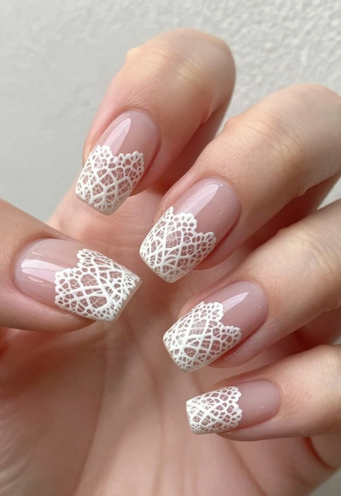 21 Stunning Quinceanera Nails That'll Make You the Star of the Celebration! - 9. Lace Elegance 1