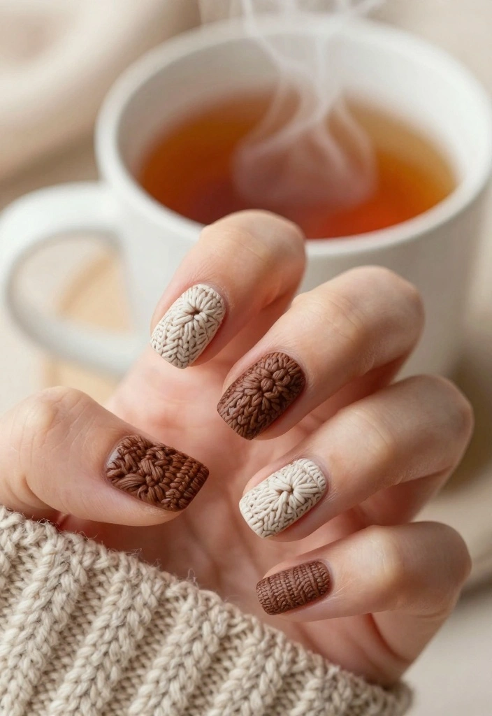 21 Trendy Winter Nails You Need to Try Before Spring! - 14. Cozy Knits 1
