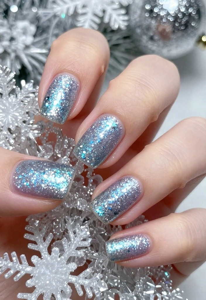 21 Trendy Winter Nails You Need to Try Before Spring! - 15. Icy Glitters 1