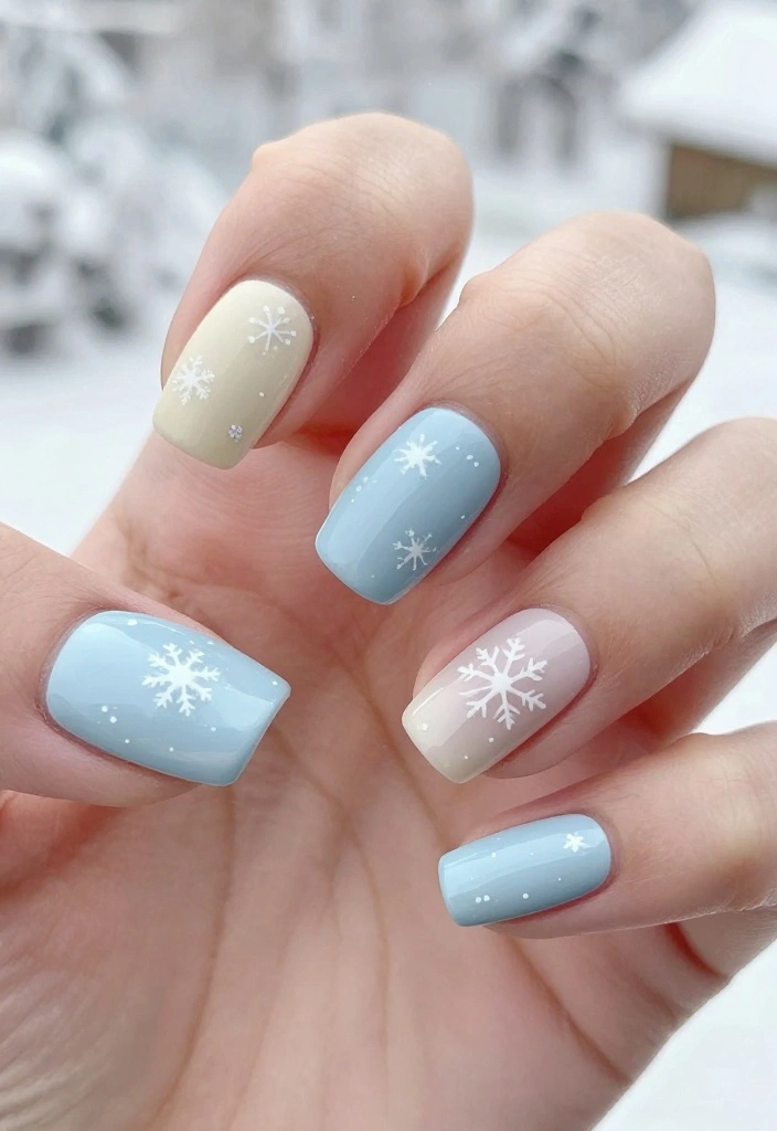 21 Trendy Winter Nails You Need to Try Before Spring! - 19. Pastel Winter Wonderland 1