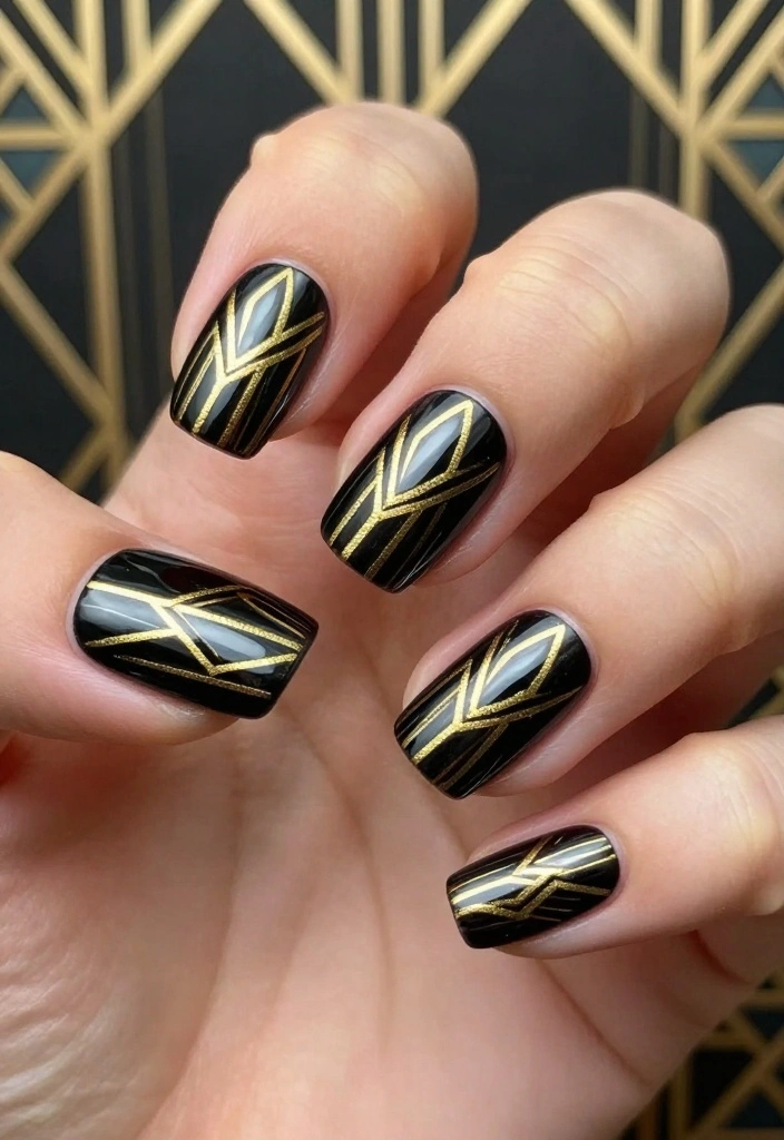 21 Trendy Wow Nails That Are Taking Over 2026 - 18. Vintage Art Deco 1