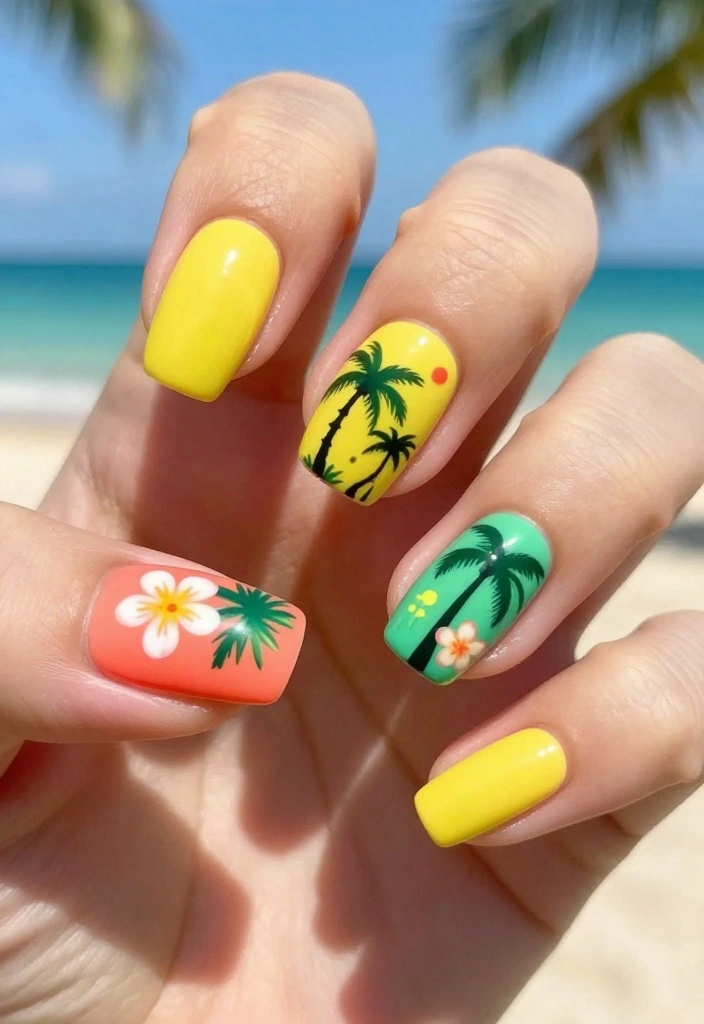22 Colorful Classy Acrylic Nails That Will Brighten Your Day (Don’t Miss #15!) - 5. Tropical Vibes 1