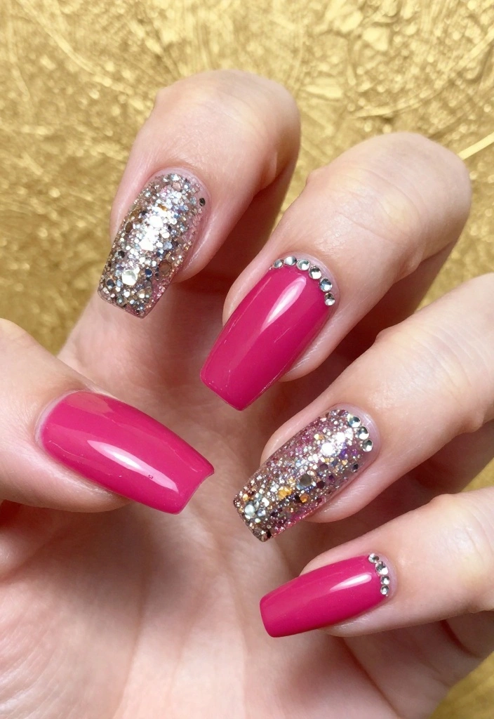 22 Colorful Classy Acrylic Nails That Will Brighten Your Day (Don’t Miss #15!) - 8. Glitzy Glam 1
