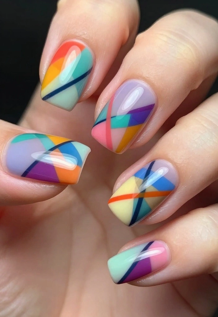 22 Cute Acrylic Nail Designs That Will Make You the Trendsetter (#14 Is a Must-See!) - 1. Abstract Geometric Art 1