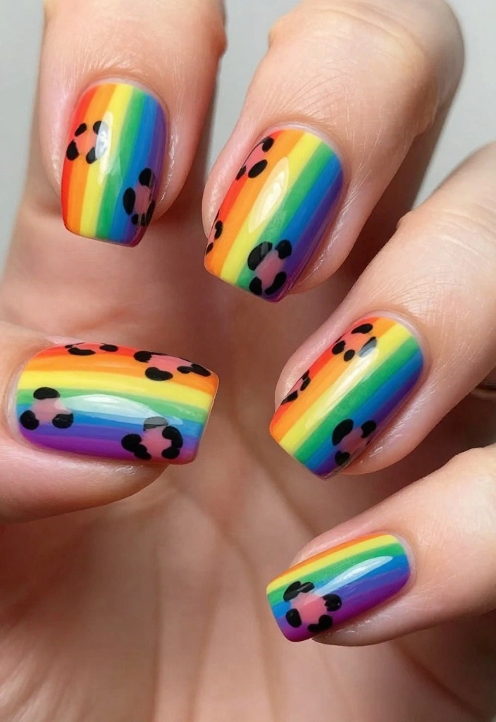 22 Cute Acrylic Nail Designs That Will Make You the Trendsetter (#14 Is a Must-See!) - 17. Rainbow Leopard Print 1