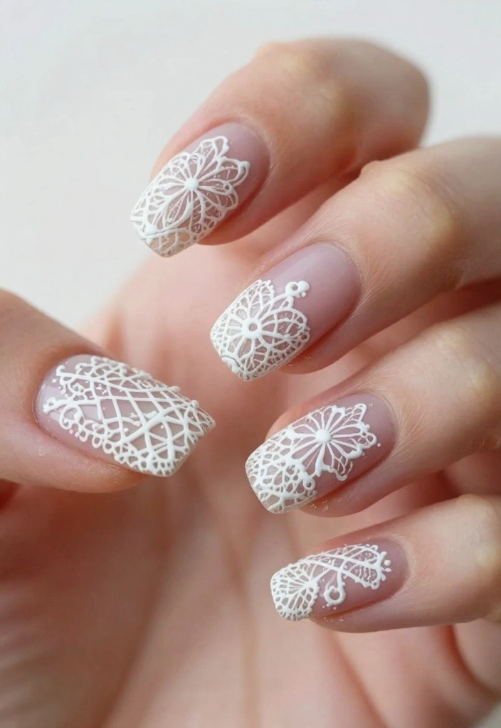 22 Cute Acrylic Nail Designs That Will Make You the Trendsetter (#14 Is a Must-See!) - 18. Vintage Lace 1